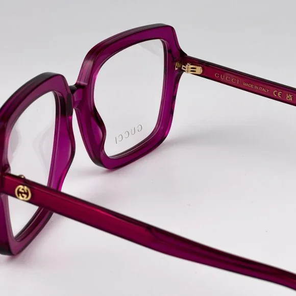 Gucci GG1318O 003 BRAND NEW Eyeglasses Transparent Fuchsia Square Women GG 1318O